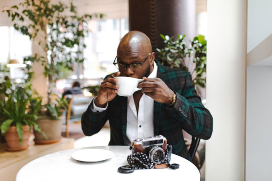 man drinking coffee