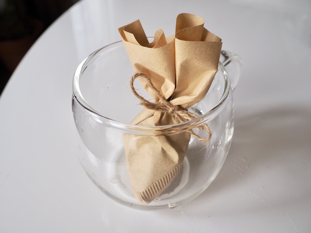 Coffee in a homemade tea bag