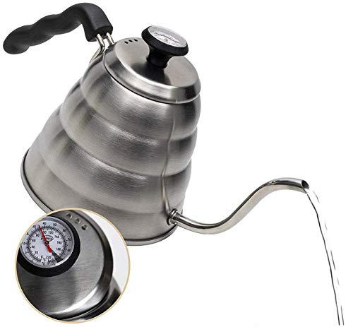 OPUX Pour Over Coffee Kettle with Gooseneck  Stainless Steel Coffee Tea  Kettle with Thermometer 40 oz, Stovetop Induction Goose Necked Kettle Slow  Pour Drip Spout (1.2 Liter, 40 fl oz) Black 