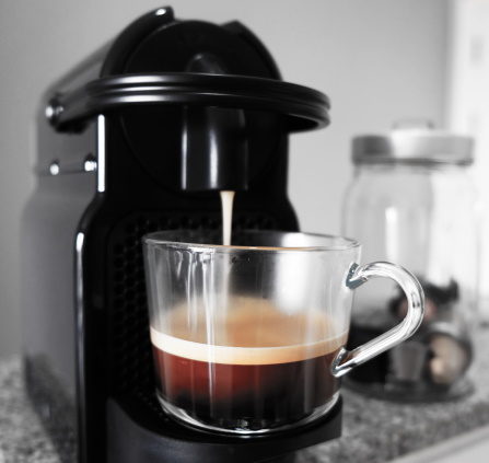 A Nespresso machine in the kitchen