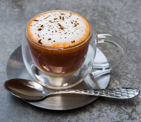 cappuccino in best glass coffee mug