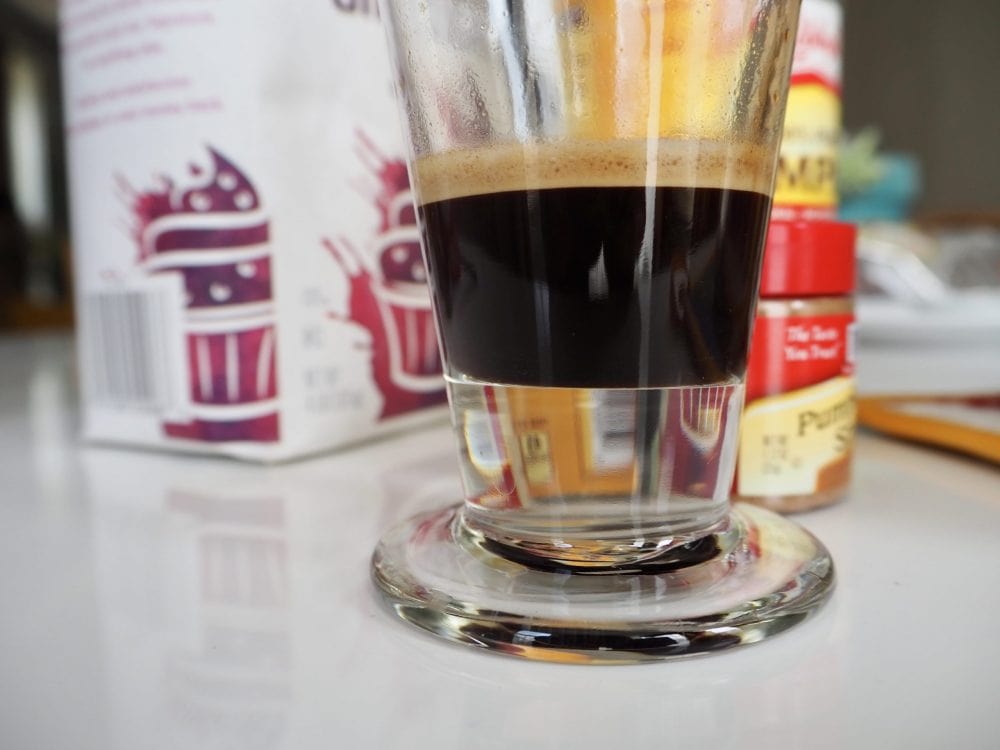 Pull the espresso shot into the glass