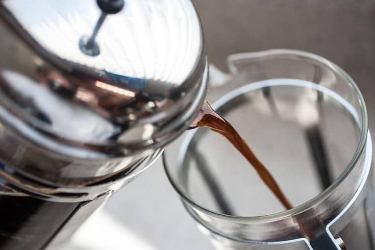 Pouring coffee with french press