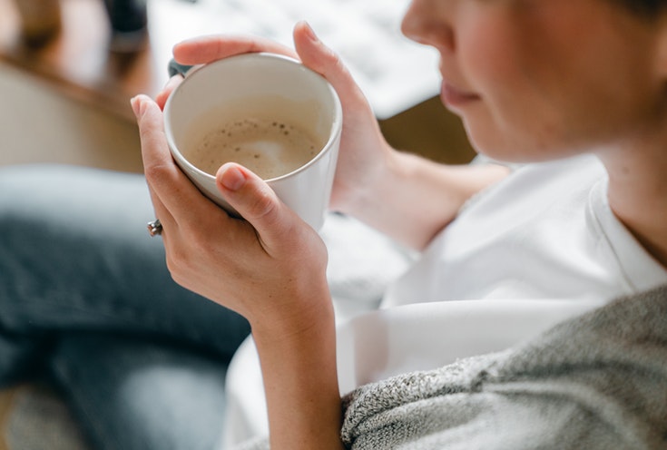 woman drinking coffee