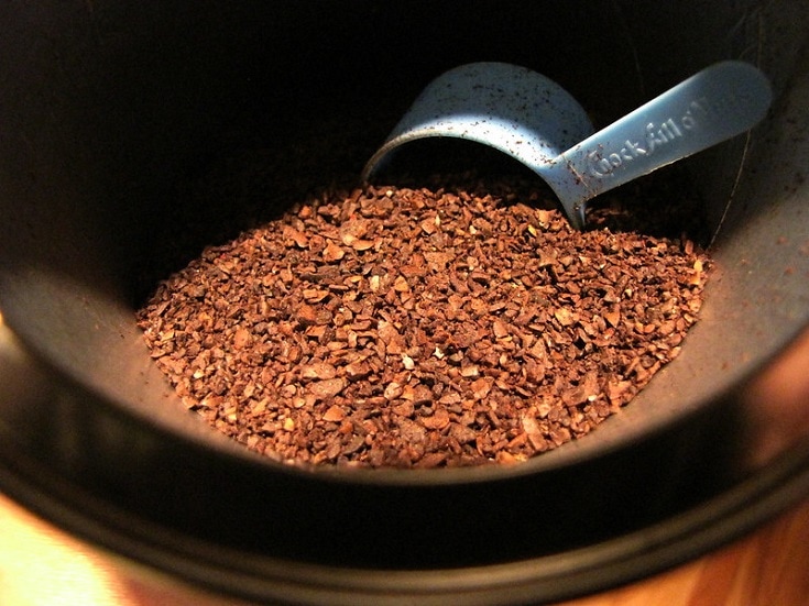 coffee grounds and scoop