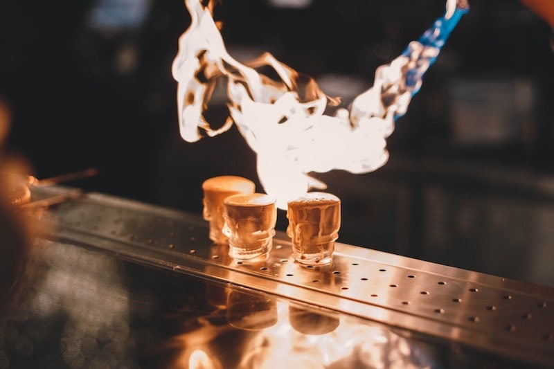flaming cocktail shots