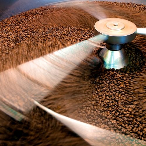 Coffee beans during the roasting process