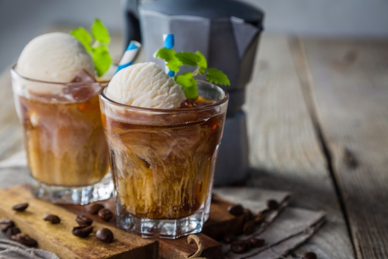 coffee punch with ice cream and mint