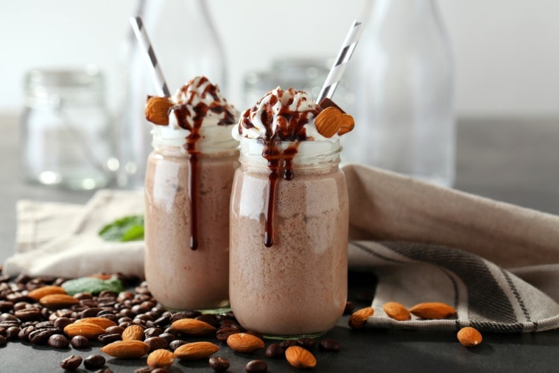 homemade coffee coolatta frozen coffee with almonds