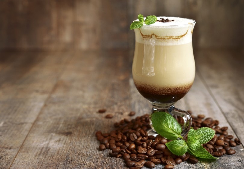 Iced mint latte in a glass