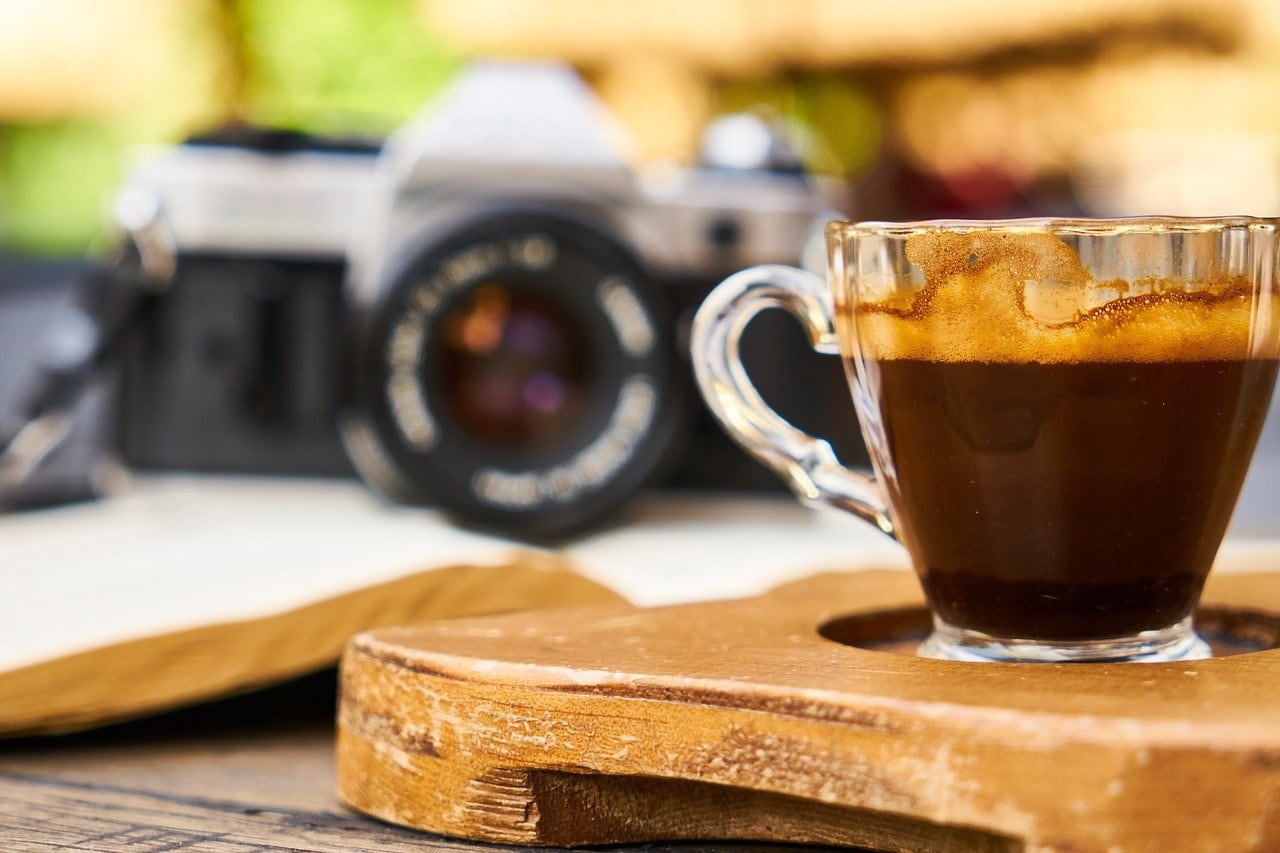 coffee with camera in the background