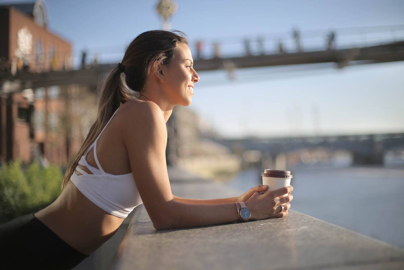 girl having coffee after working out