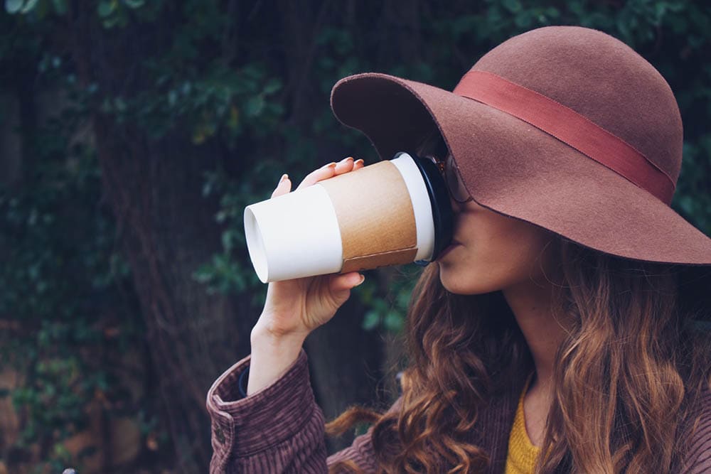 woman drinking coffee