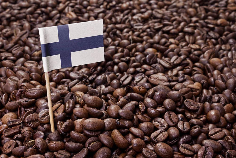 Finland flag in coffee beans