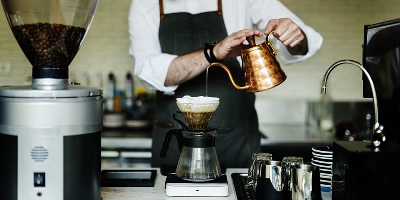 barista preparing coffee at the bar counter