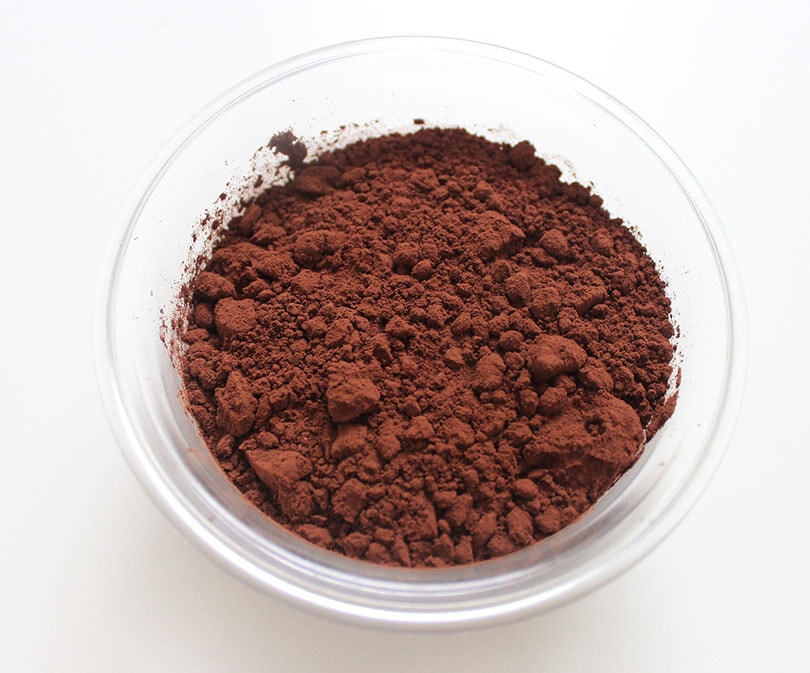 cocoa powder in a transparent container