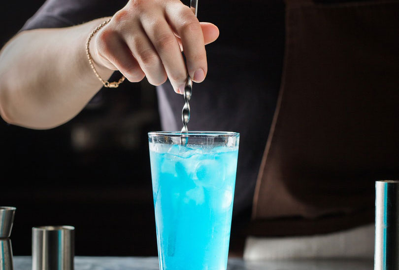 a blue alcoholic drink