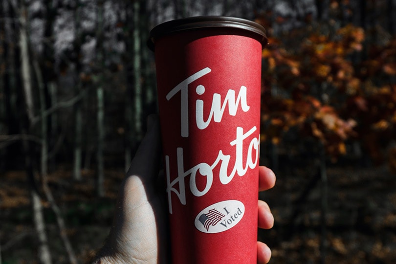 a large cup of tim horton's coffee