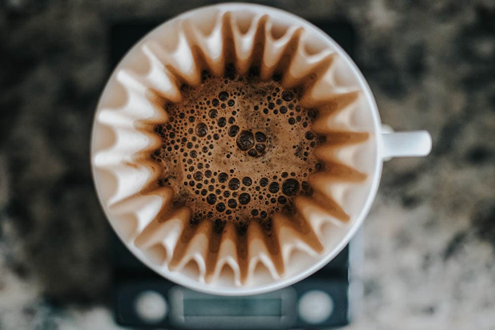 top view extracting coffee using chemex