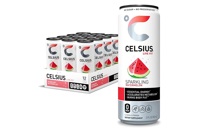 CELSIUS Essential Energy Drink 12 Fl Oz, Sparkling Watermelon (Pack of 12)