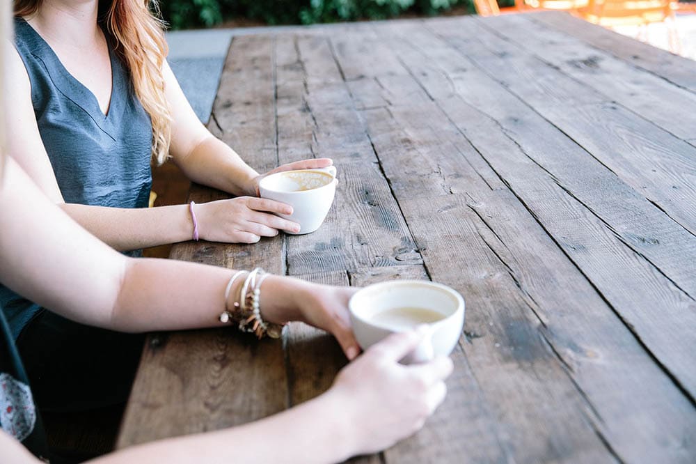 two ladies having coffee