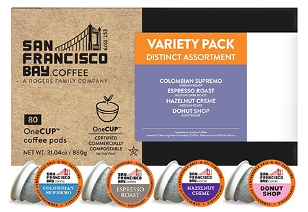 San Francisco Bay Coffee One Cup Assorted Variety Pack Compostable Coffee Pods