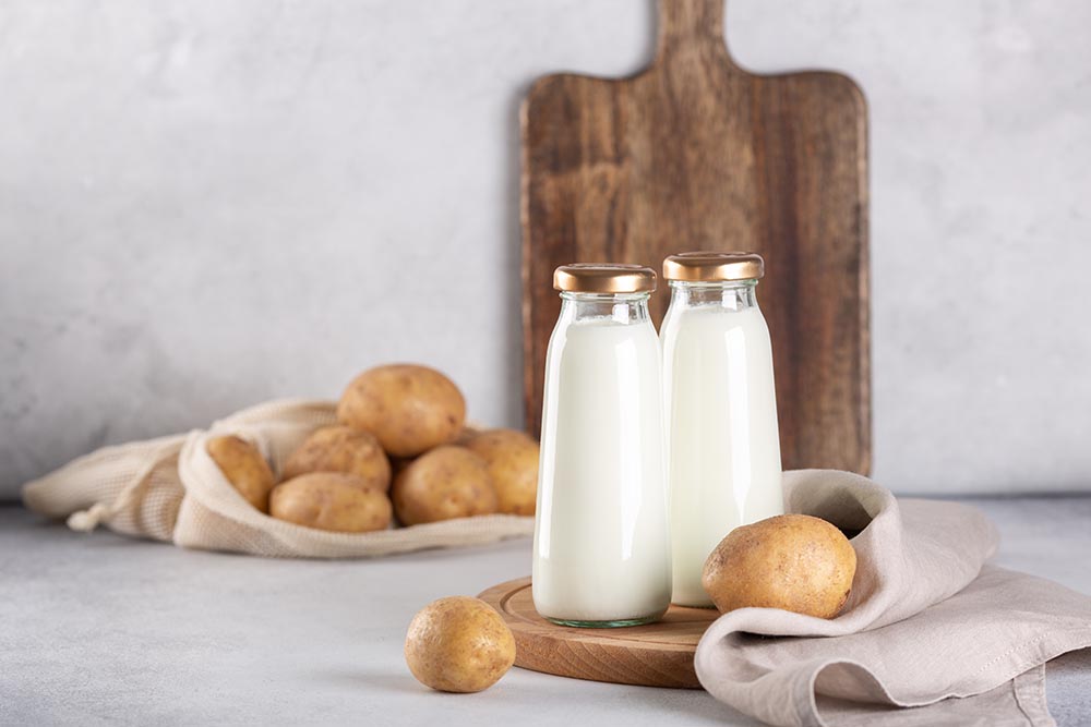 two bottles of potato milk