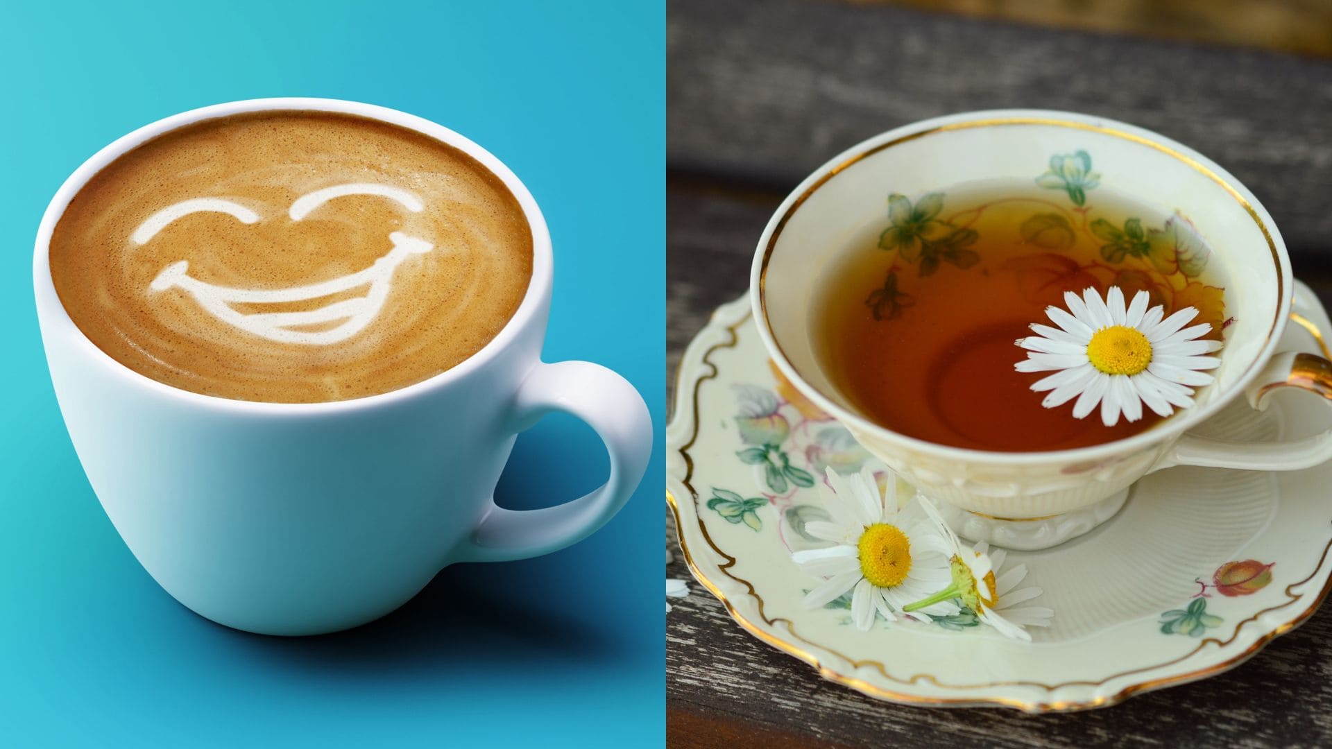 Decaf Coffee vs Tea side by side