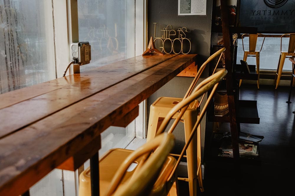 cafe tables near window