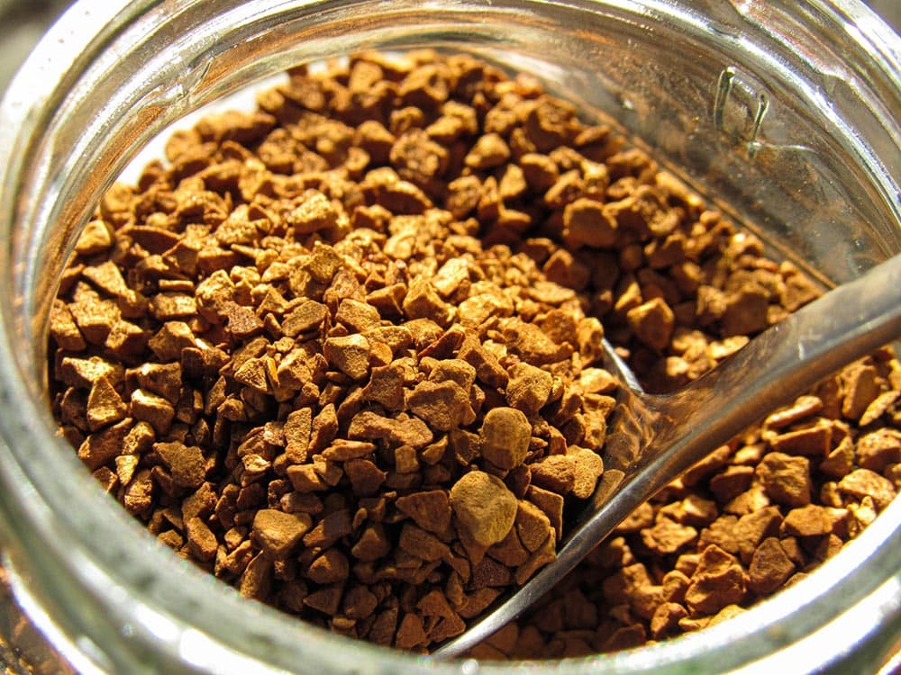 close up a jar of instant coffee