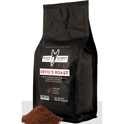 DEVIL'S ROAST Extra-Strong Highly Caffeinated Bold Coffee