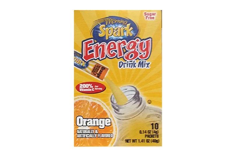 Morning Spark Energy Drink Mix, Orange 10 Packets per Box (Pack of 4)