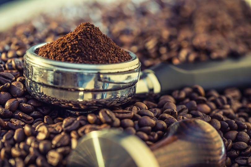 coffee beans and portafilter