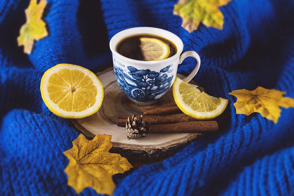 Coffee with lemon and cinnamon