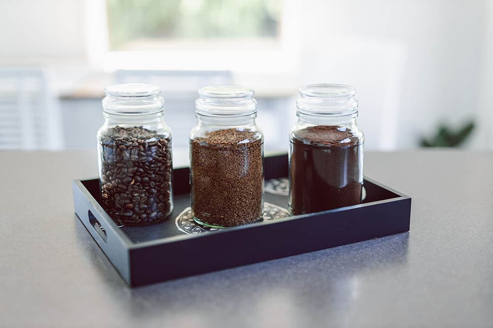 jars of coffee in the counter