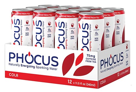 Phocus koffeinholdig musserende vann