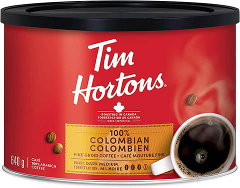 Tim Hortons 100% colombiano, caffè macinato fine