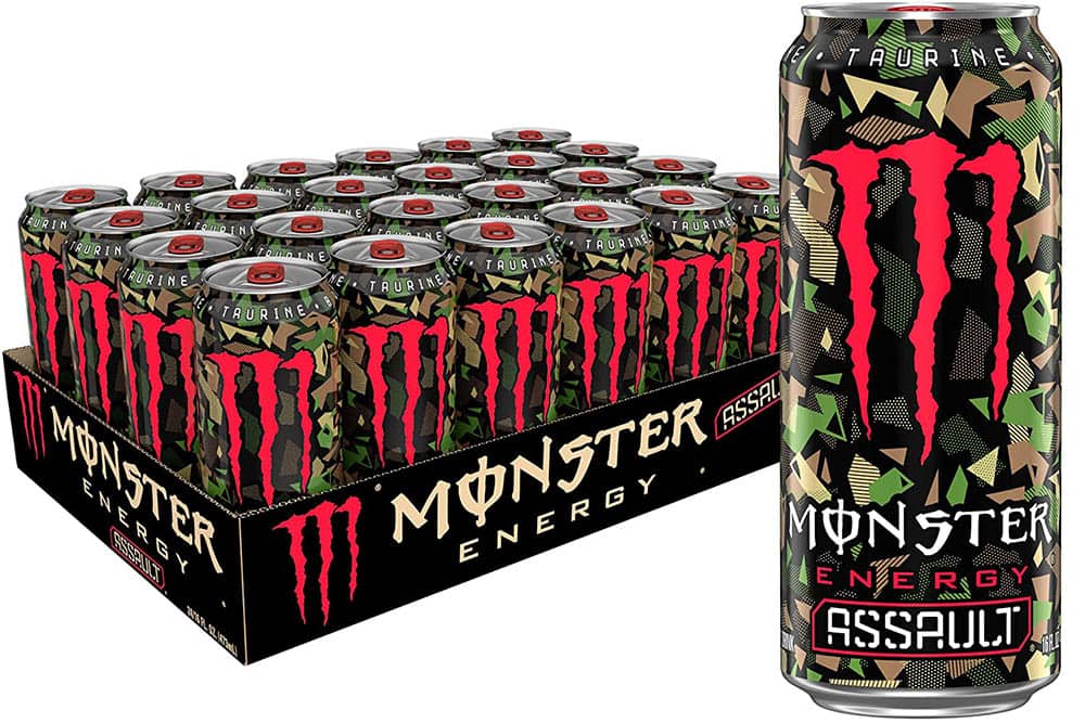 a case of Monster Energy Assault