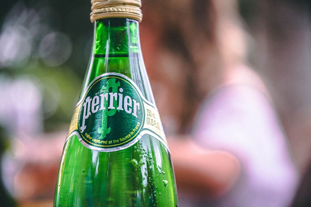 close up a bottle of Perrier