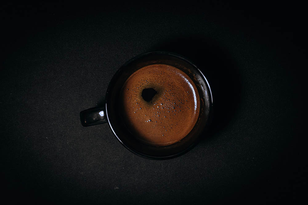 dark roast coffee on a cup
