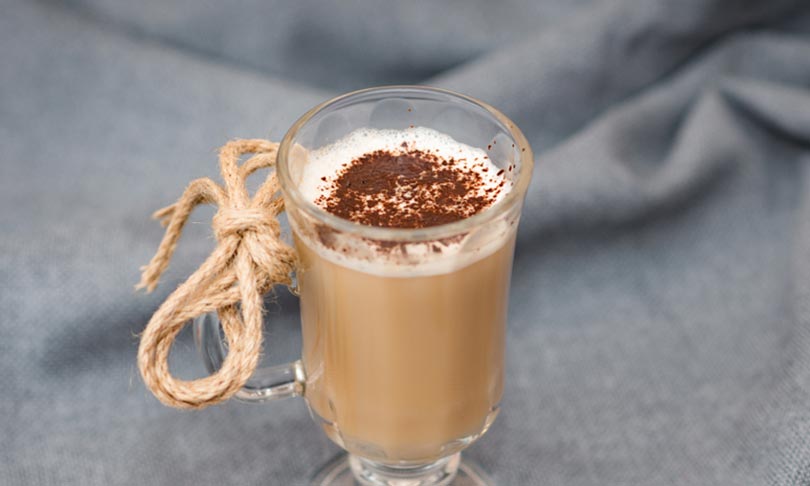 eggnog and coffee recipe in a glass
