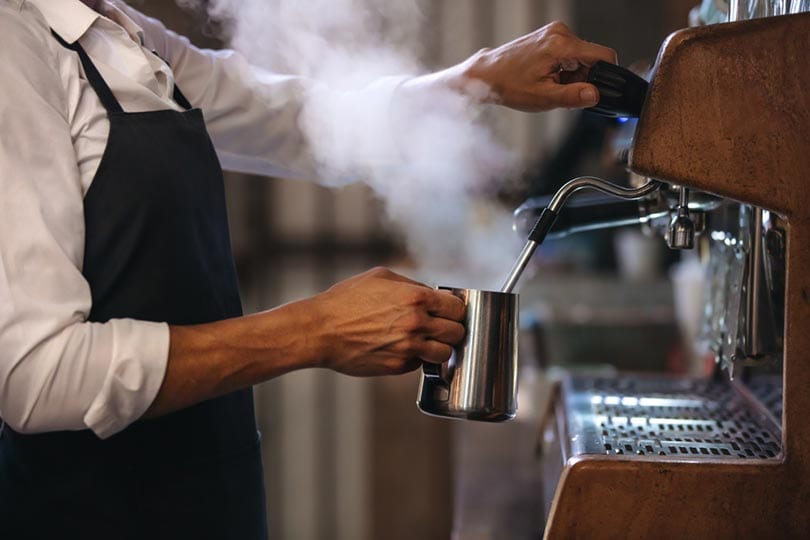 male barista preparing coffee in a coffee shop