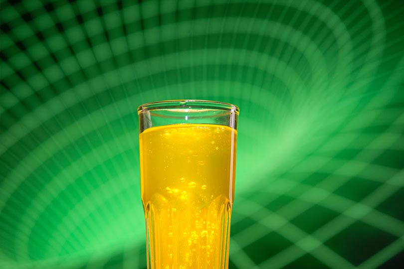 a glass of energy drink