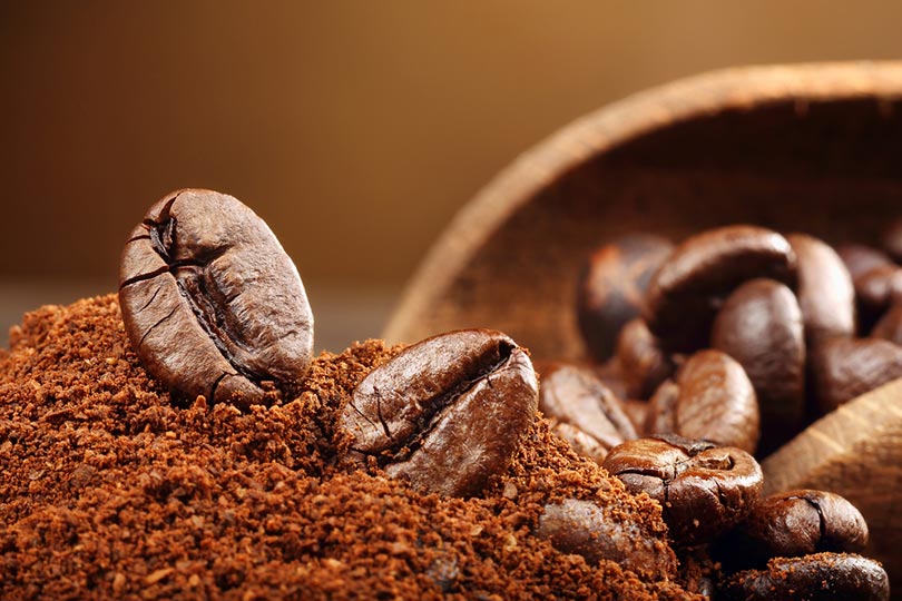 coffee beans and ground coffee