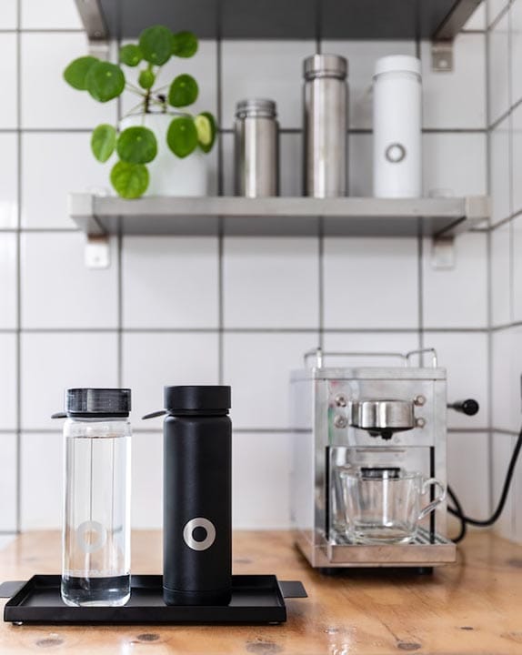 tumblers and a coffee maker