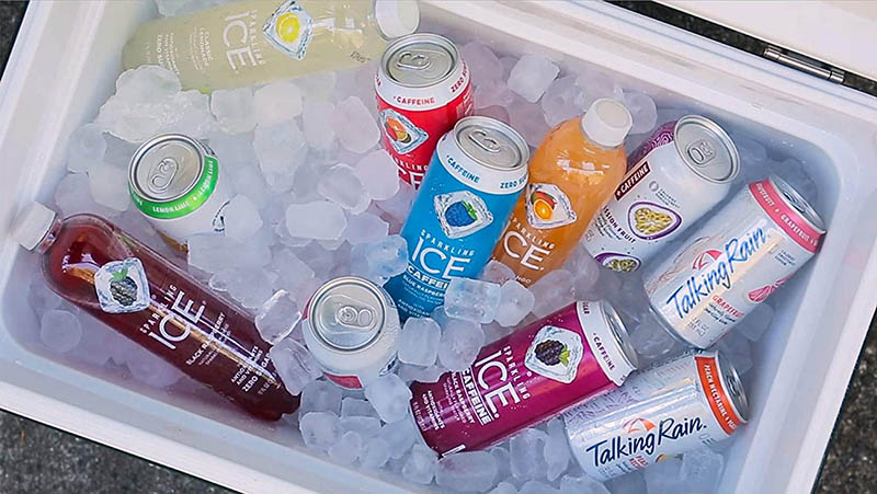 Sparkling ICE +Caffeine Sparkling Water Variety in an ice box