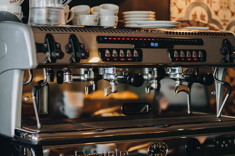 commercial espresso machine at a coffee shop