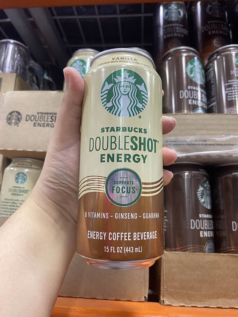 hand holding a can of Starbucks DoubleShot Energy Drink