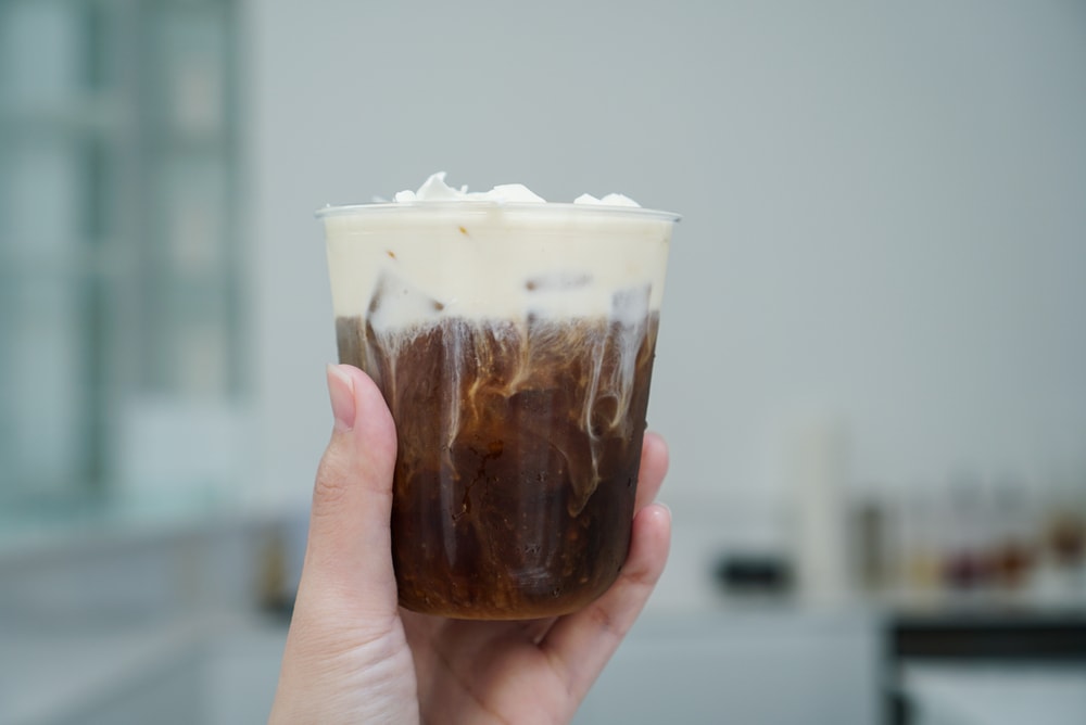 iced cold brew with milk foam