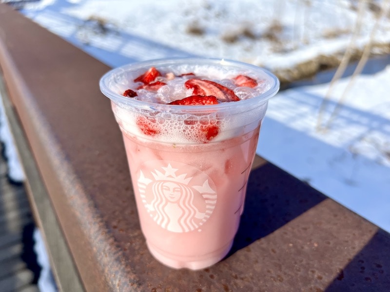 Starbucks Pink Drink with strawberries_Kate